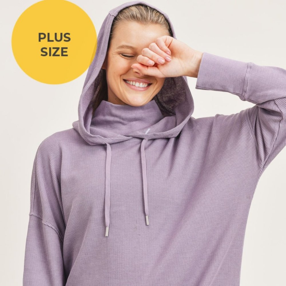 Plus Size High Neck Lavender Hoodie Pullover